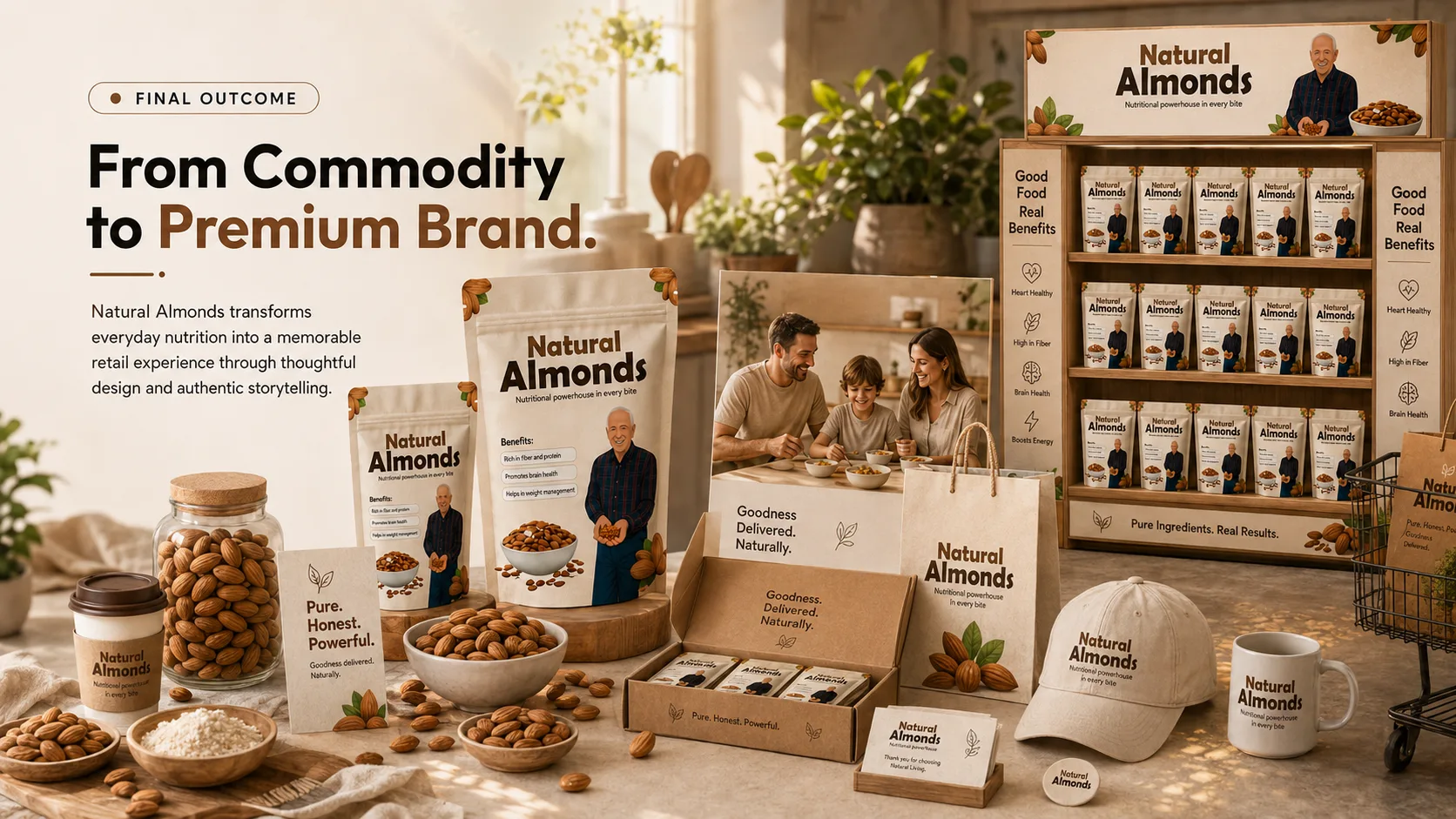 Natural Almond — Packaging Design packaging & visual design mockup 15 by Raghav Chopra